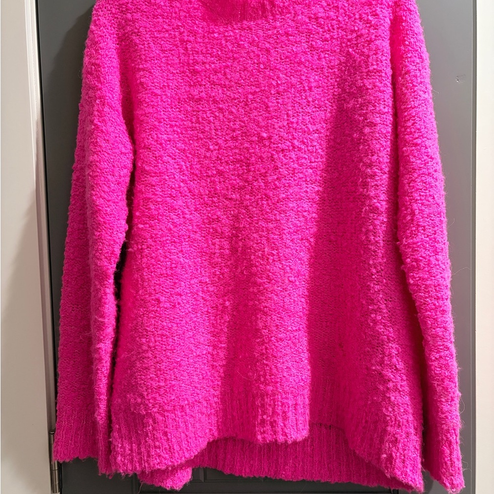 Lou & Grey Neon Pink Boucle Sweater Size Small